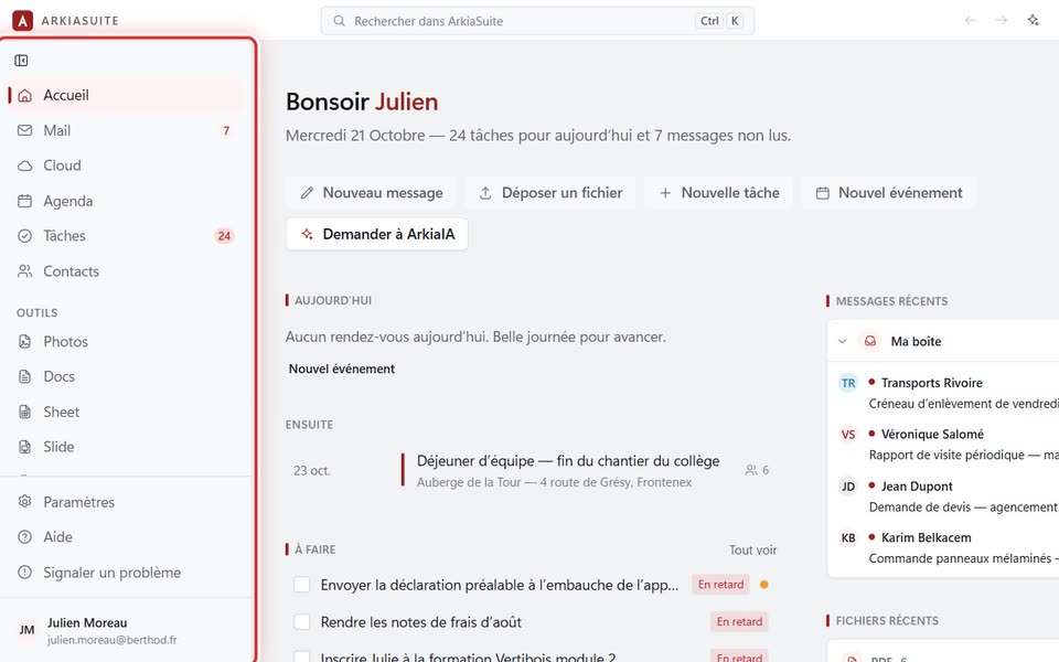 La colonne de gauche : tous les outils